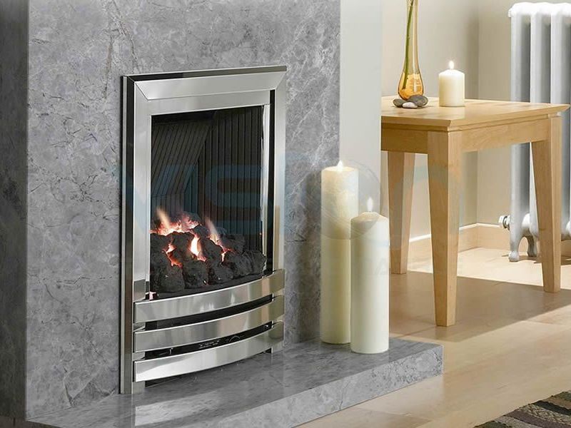 Tundra Grey Marble Fireplace