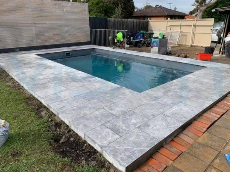 Tundra Grey Marble Swimming Pool